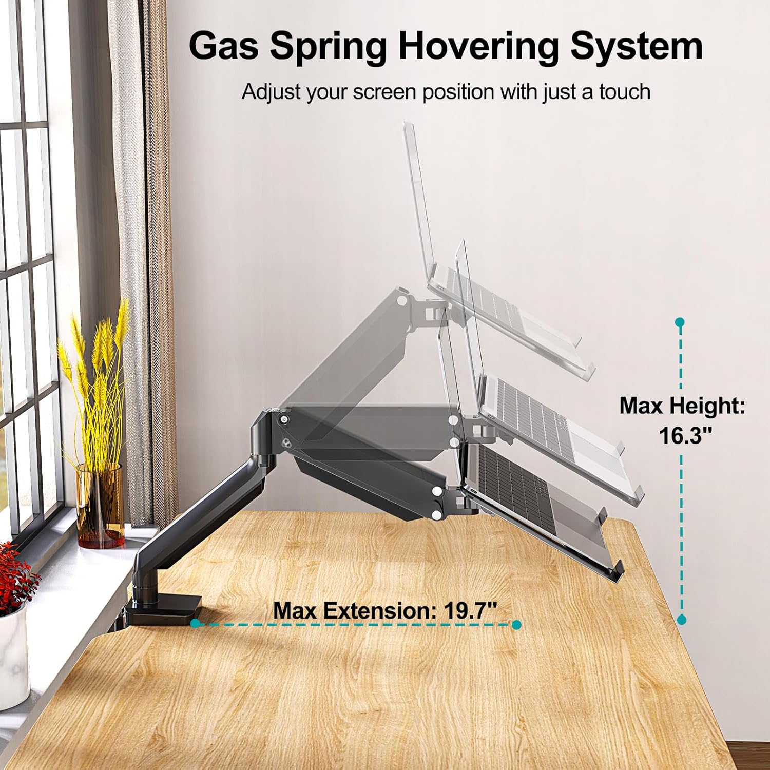 MOUNT PRO Laptop Stand Desk Mount, 2 in 1 Function Monitor Laptop Mount, Aluminum Laptop Arm Fits Max 17" Notebook and 32" Computer Screen, Single Monitor Mount with Laptop Tray, Holds up to 17.6lbs - Image 8