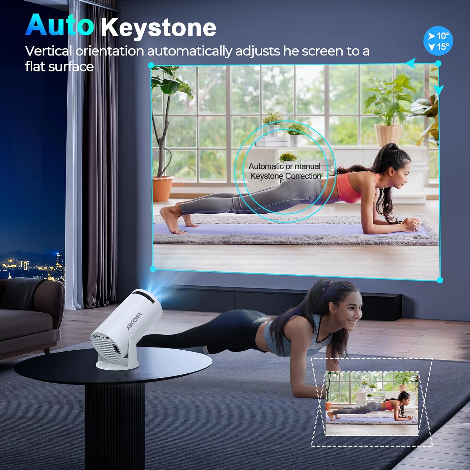 Portable 4K Mini Projector with WiFi and Wireless Bluetooth, Smart Proyector with Android 11, Projector with apps built in, 270° Rotatable, Auto Keystone,35"-130" Screen,Projector 4K Ultra HD - Image 5