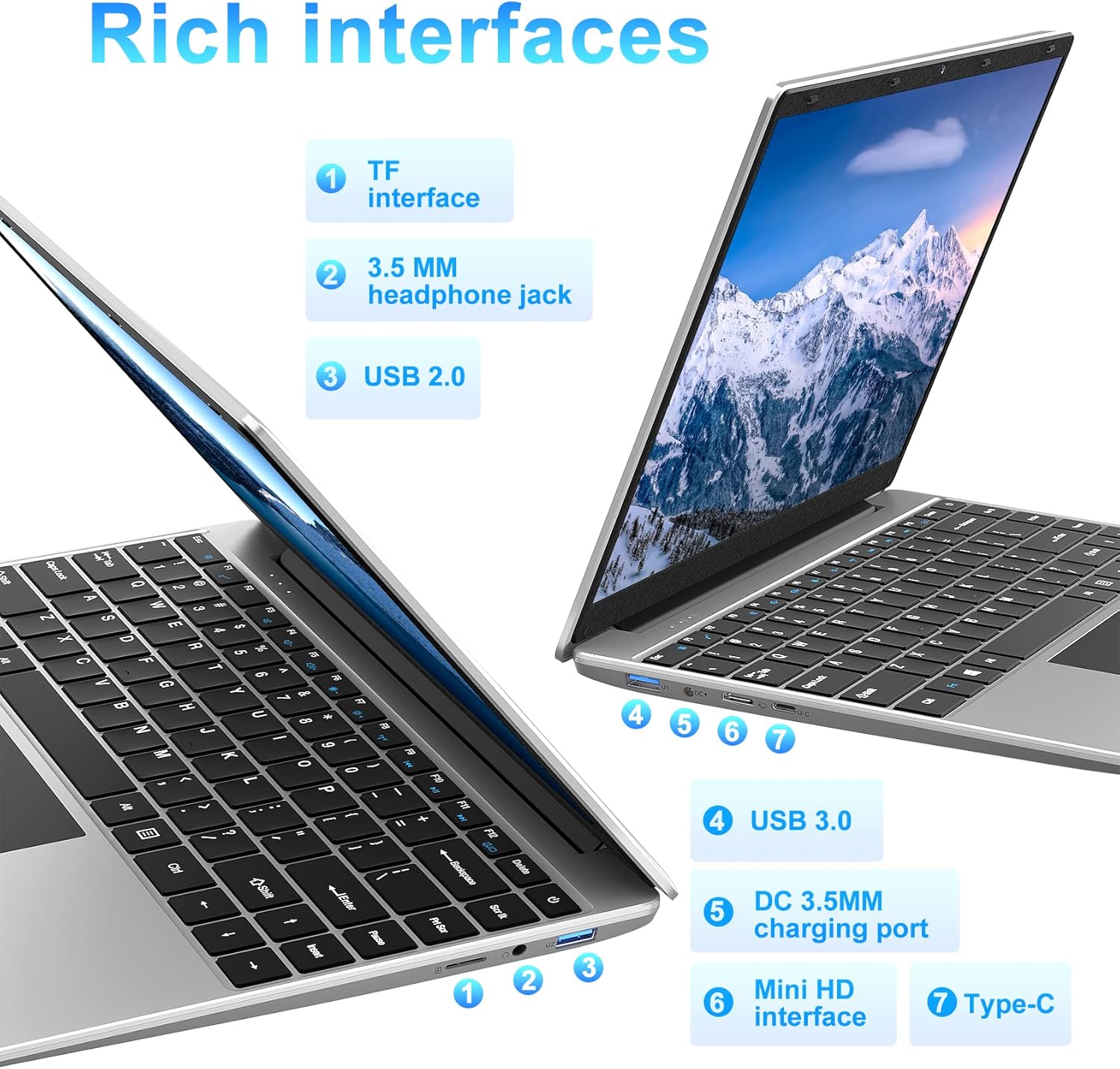 jumper Laptop, 12GB LPDDR4 RAM, 256GB SSD ROM, 14 Inch 1080p FHD IPS Screen, Windows 11 Laptops Computer with Celeron 4-Core Processor, UHD Graphics 600, 2 Stereo Speaker, Portable. - Image 8