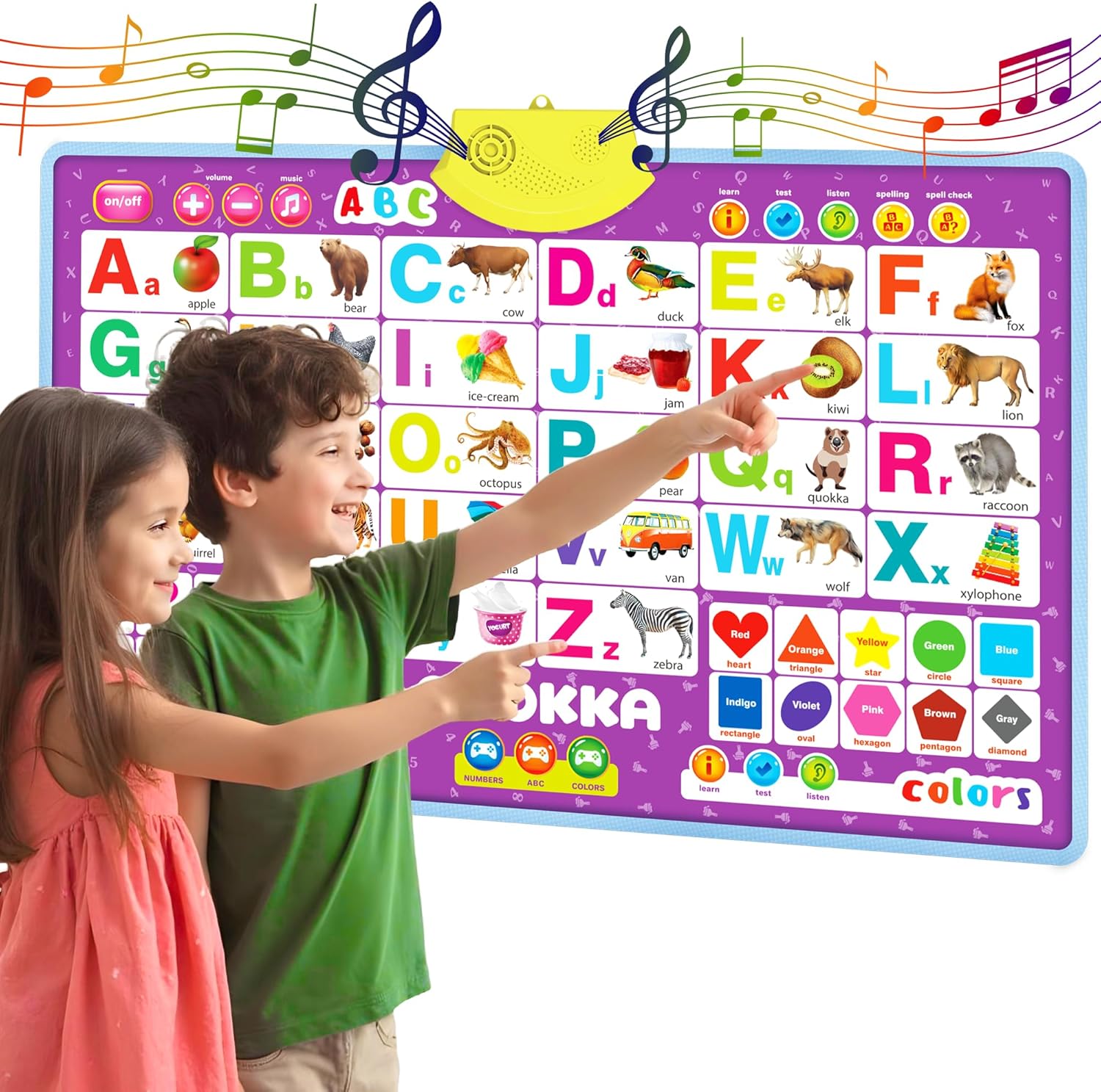 QUOKKA Alphabet Poster Educational Toy for 3-4 Year Old – ABC Learning Wall Chart for Toddlers – Interactive Speech Therapy Game for Kids 5-6-7 yo – Talking for Girl & Boy - Image 2