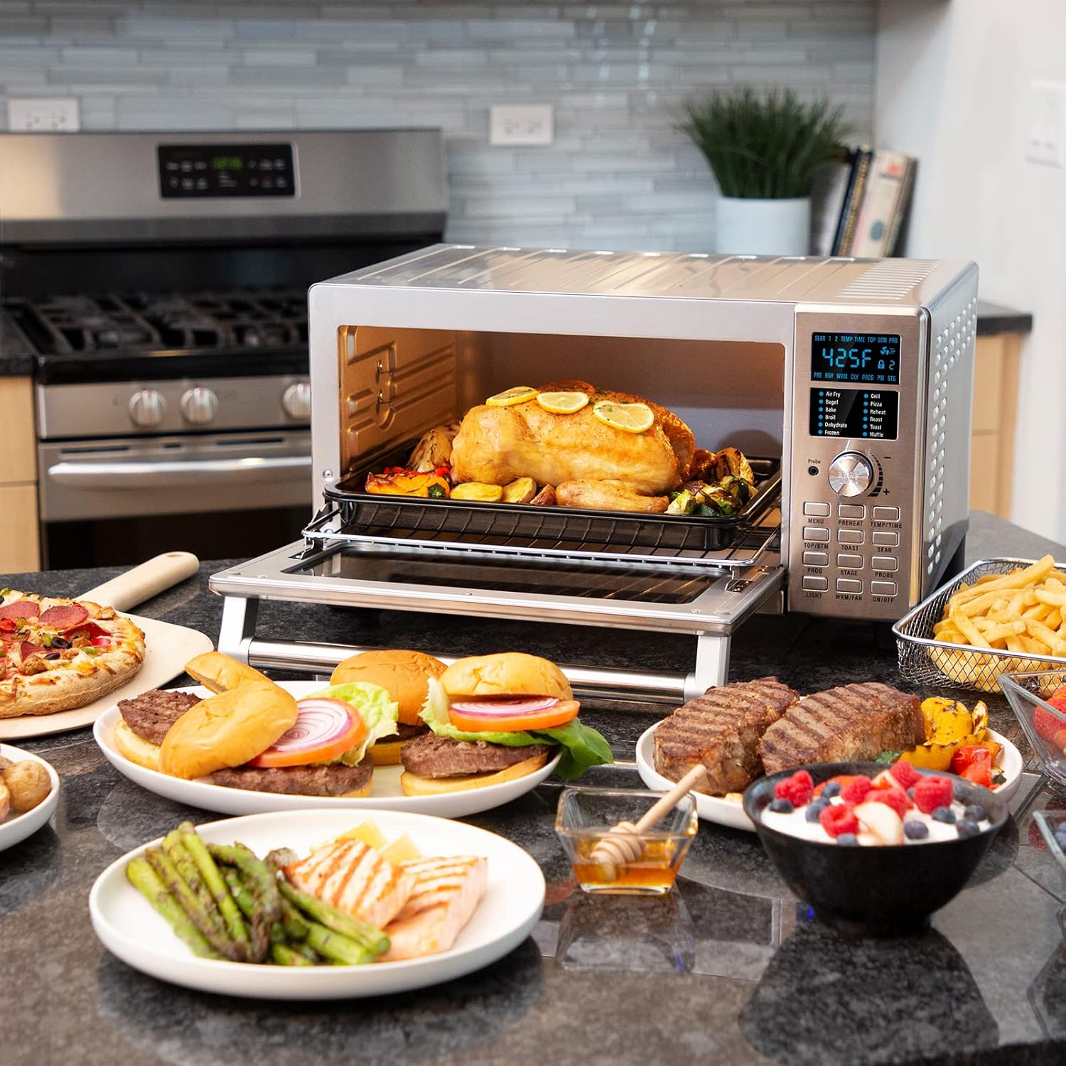 Nuwave Bravo Air Fryer Toaster Oven Combo, 12-in-1 Smart Convection Ovens Countertop 30QT with Integrated Digital Temperature Probe, Tray, Basket, Fry Rack and Recipes - Image 7
