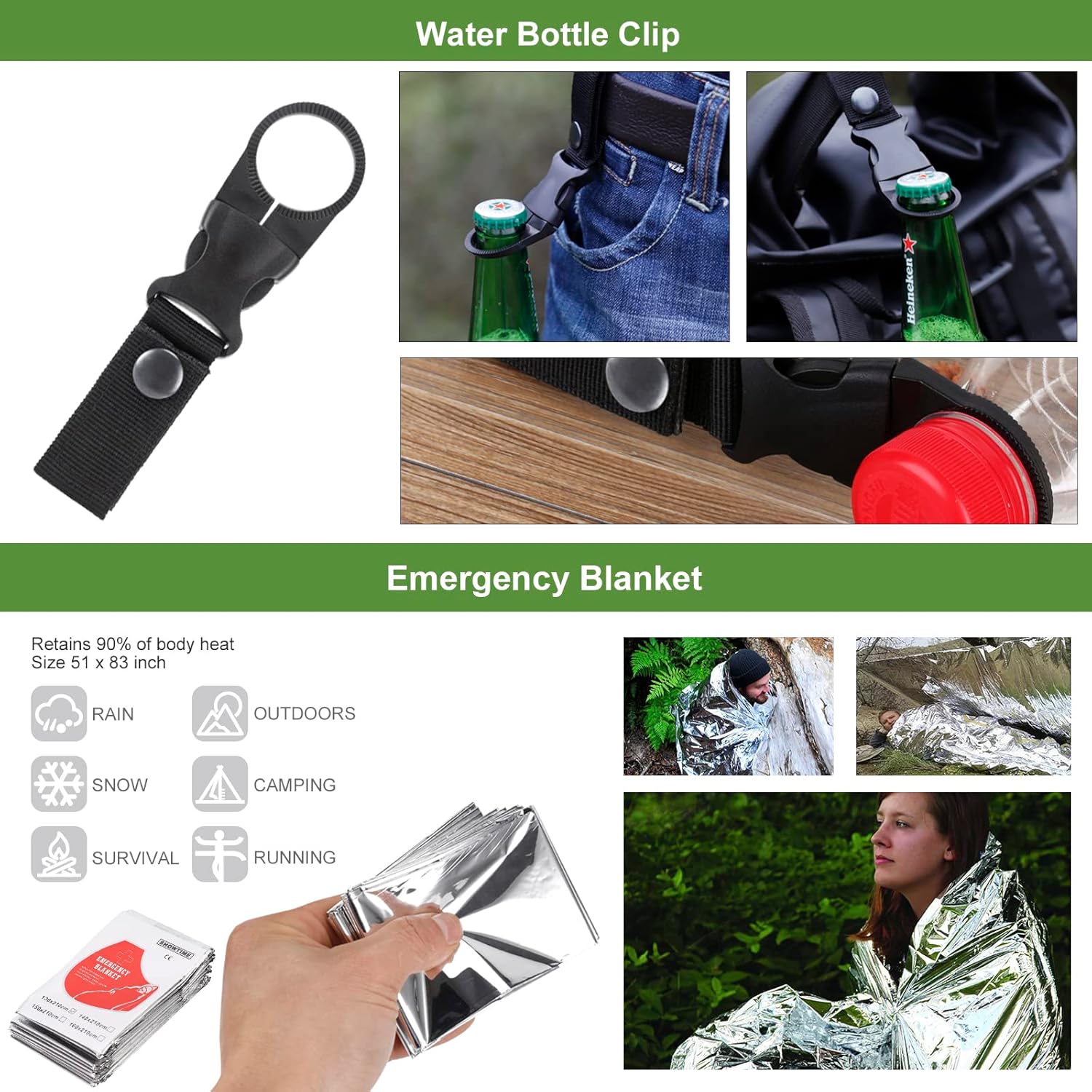 Survival kits 17 in 1, Emergency Survival Gear and Equipment, Cool Gadgets for Men Camping Fishing Hunting Outdoor - Image 7