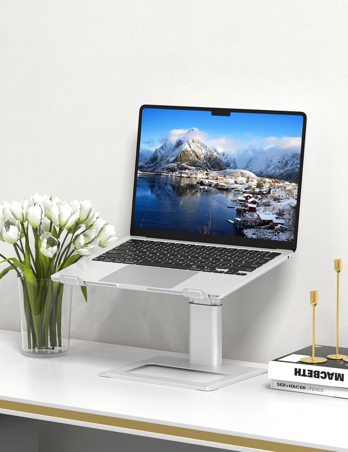 SOUNDANCE Adjustable Laptop Stand for Desk, Computer Stand, Ergonomic Laptop Riser Holder Compatible with 10 to 17.3 Inches Notebook PC Computer, Aluminum Silver - Image 7