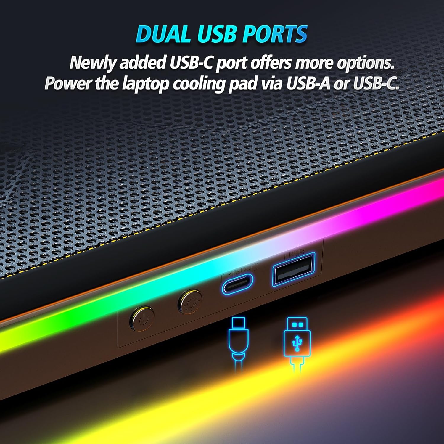 Laptop Cooling Pad, Gaming Laptop Cooler with 15 Quiet Fans for 12-17.3 Inch Notebook, Slim Portable RGB Laptop Cooling Stand with 7 Height Adjustable,2 USB Ports, Phone Stand - Image 7