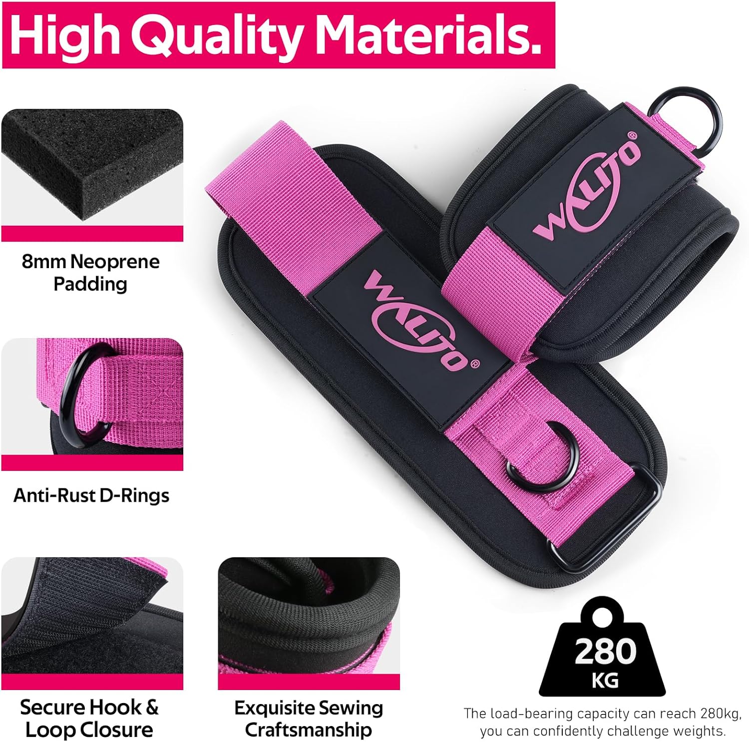 WALITO Ankle Resistance Bands with Cuffs, Exercise Bands for Legs and Butt, Booty Workout Equipment for Kickbacks and Hip Fitness Training - Image 3