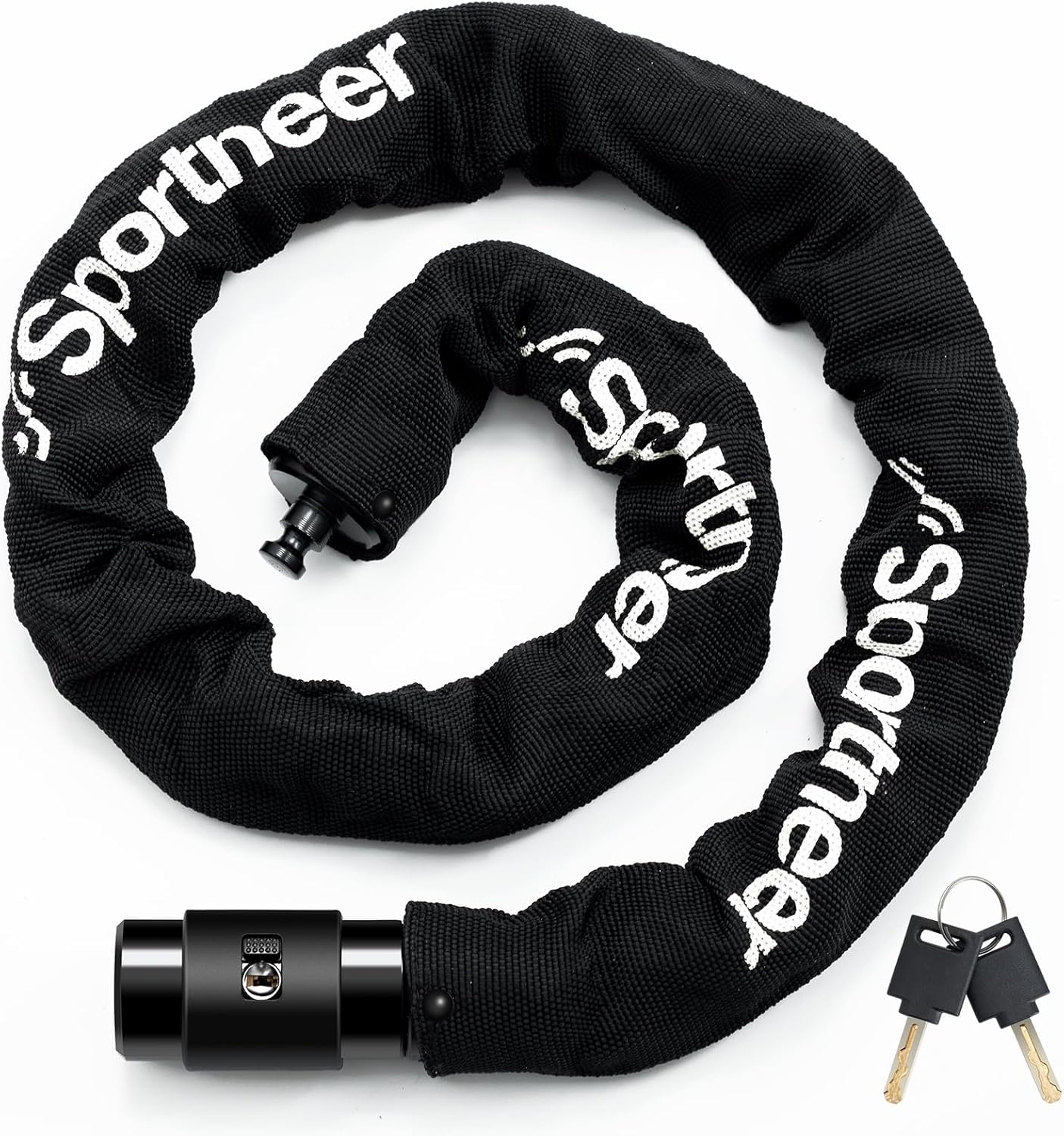 Sportneer Bike Lock: 8mm Thick High Security Anti Theft Bike Chain Lock with 2 Keys- 3.2/4ft Long Heavy Duty Anti-Cut Bicycle Lock for Bike, Motorcycle, Bicycle, Door, Gate, Fence, Grill - Image 2