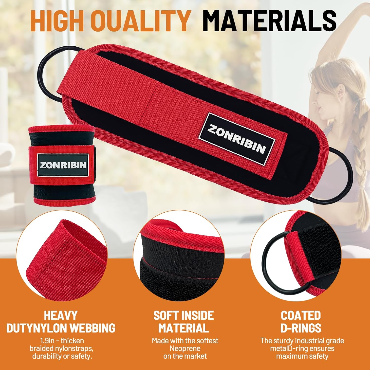 Ankle Resistance Bands,Ankle Resistance Bands with Cuffs,Ankle Strap for Cable Machines and Resistance Bands, Glute Workouts - Kickbacks, Leg Extensions, Hip Abductors - Image 4