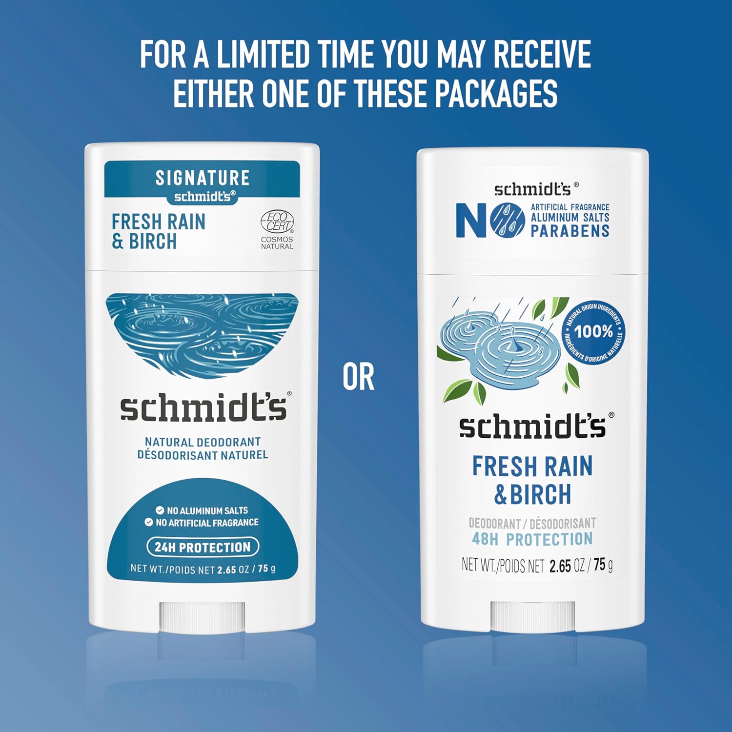 Schmidt's Aluminum-Free Vegan Deodorant Fresh Rain & Birch with 24 Hour Odor Protection, 2 Count for Women and Men, Natural Ingredients, Cruelty-Free, 2.65 oz - Image 6