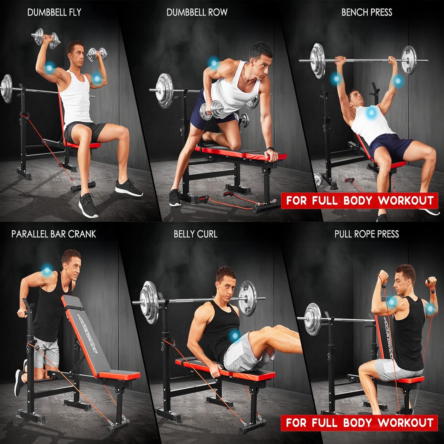 OPPSDECOR 6 in 1 660lbs Weight Bench Set with Squat Rack, Bench Press Set with Barbell Rack, Adjustable Incline Strength Training Workout Bench with Leg Developer Preacher Curl for Home Gym PXZXYX1 - Image 6