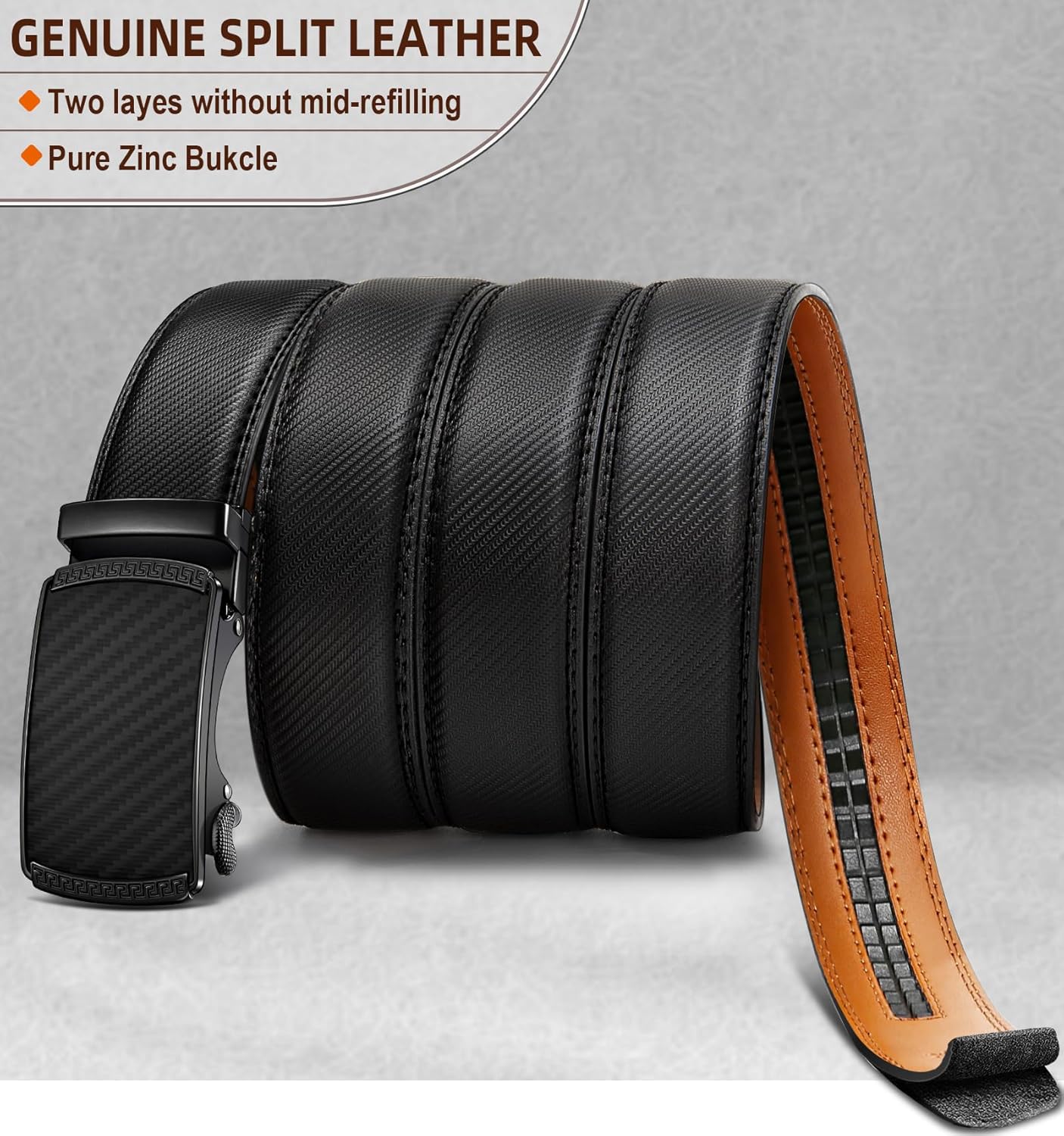 BULLIANT Men's Belt,Slide Ratchet Belt For Gift Men Dress Pant Shirt Oxfords,Trim To Fit - Image 4