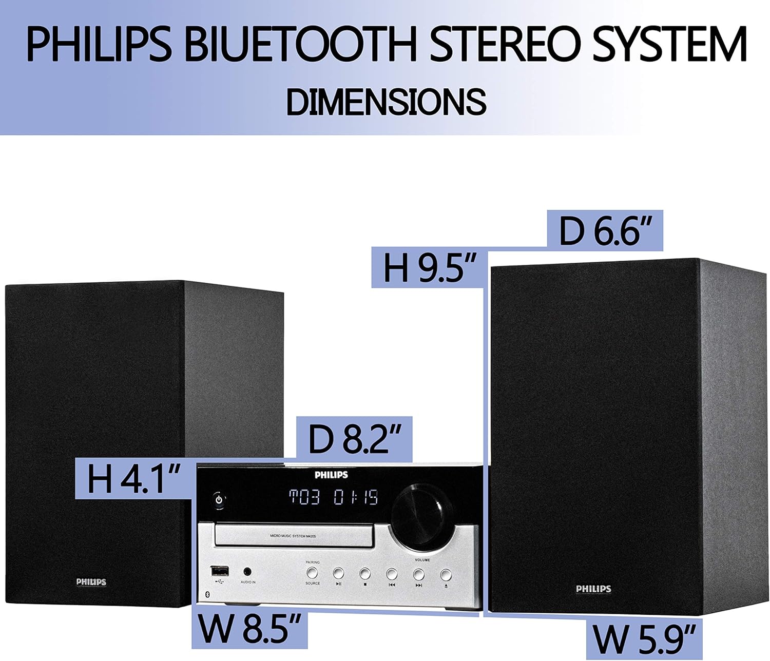 PHILIPS Bluetooth Stereo System for Home with CD Player, MP3, USB, Audio in, FM Radio, Bass Reflex Speaker, 60W, Remote Control Included - Image 7