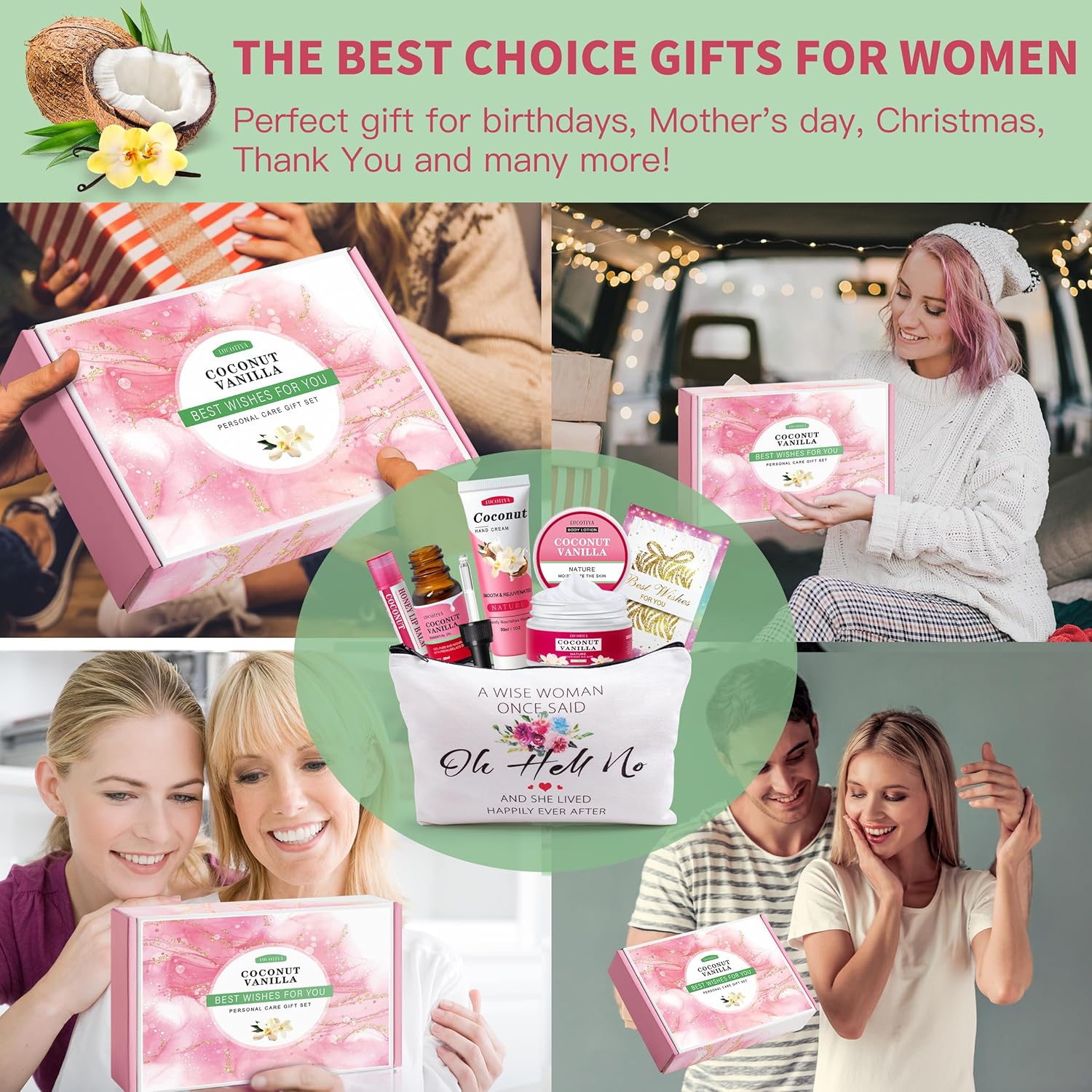 Gifts for Women,Birthday Gifts Friendship Gifts for Women,Travel Size Coconut Vanilla Spa Gifts for Her Mom Sister Friends,Unique Gifts Set Ideas for Women - Image 3