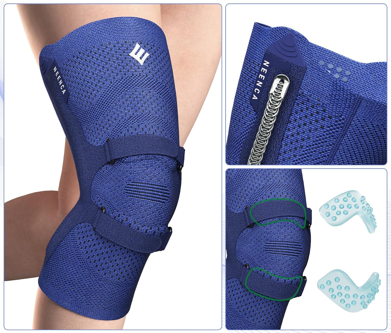 NEENCA Knee Brace for Knee Pain, Compression Knee Support with Patella Tendon Strap & Gel Pads, Side Stabilizers. Knee Sleeve for Meniscus Tear, ACL, PCL, Arthritis, Joint Pain Relief, Runner, Workout - Image 4
