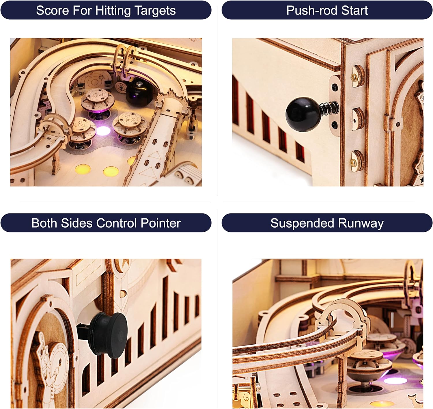 Rowood Wooden Puzzles 3D Pinball Machine Mechanical Model Wooden 3D Puzzles for Adults DIY Pinball Game Wooden Puzzle-Model Building Kits Christmas Birthday Gifts for Adult and 14+ Teens - Image 5
