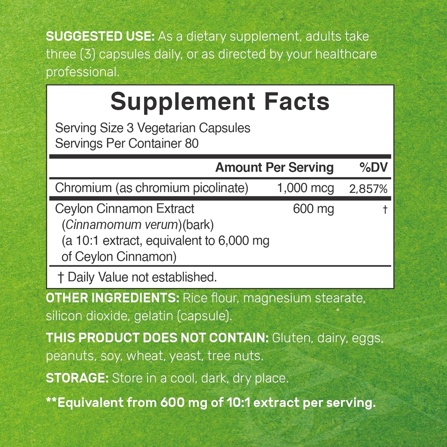 Ceylon Cinnamon 6,000mg with Chromium 1,000mcg Per Serving, 240 Capsules –Active Inner Bark Extract – True Sri Lanka Source – Natural Cinnamon Supplements– Non-GMO - Image 3