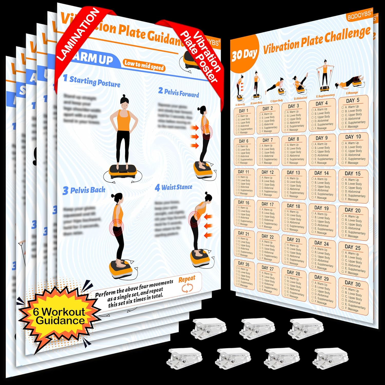 Vibration Plate Exercise Machine Poster - 6 Workout Guidance & 2 Pcs Planner, Comprehensive Whole Body Wave Vibrating Workout Chart - Image 2