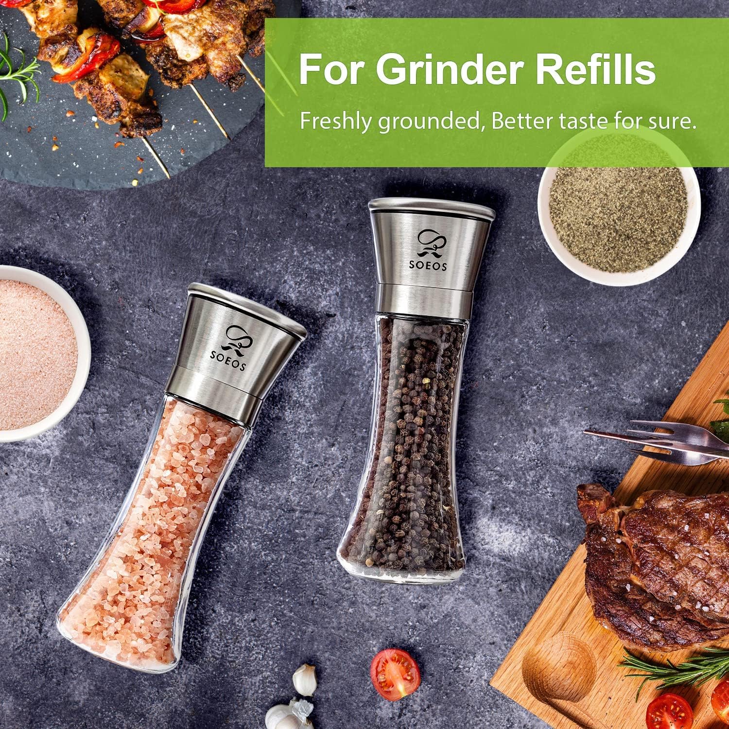 Soeos Himalayan Pink Salt 39 oz + Whole Black Peppercorns 18 oz, Coarse Grain, Kosher Salt for Grinder Refill, Salt and Pepper Grinder, Non-GMO Verified, Spice Seasoning Set for Cooking - Image 9