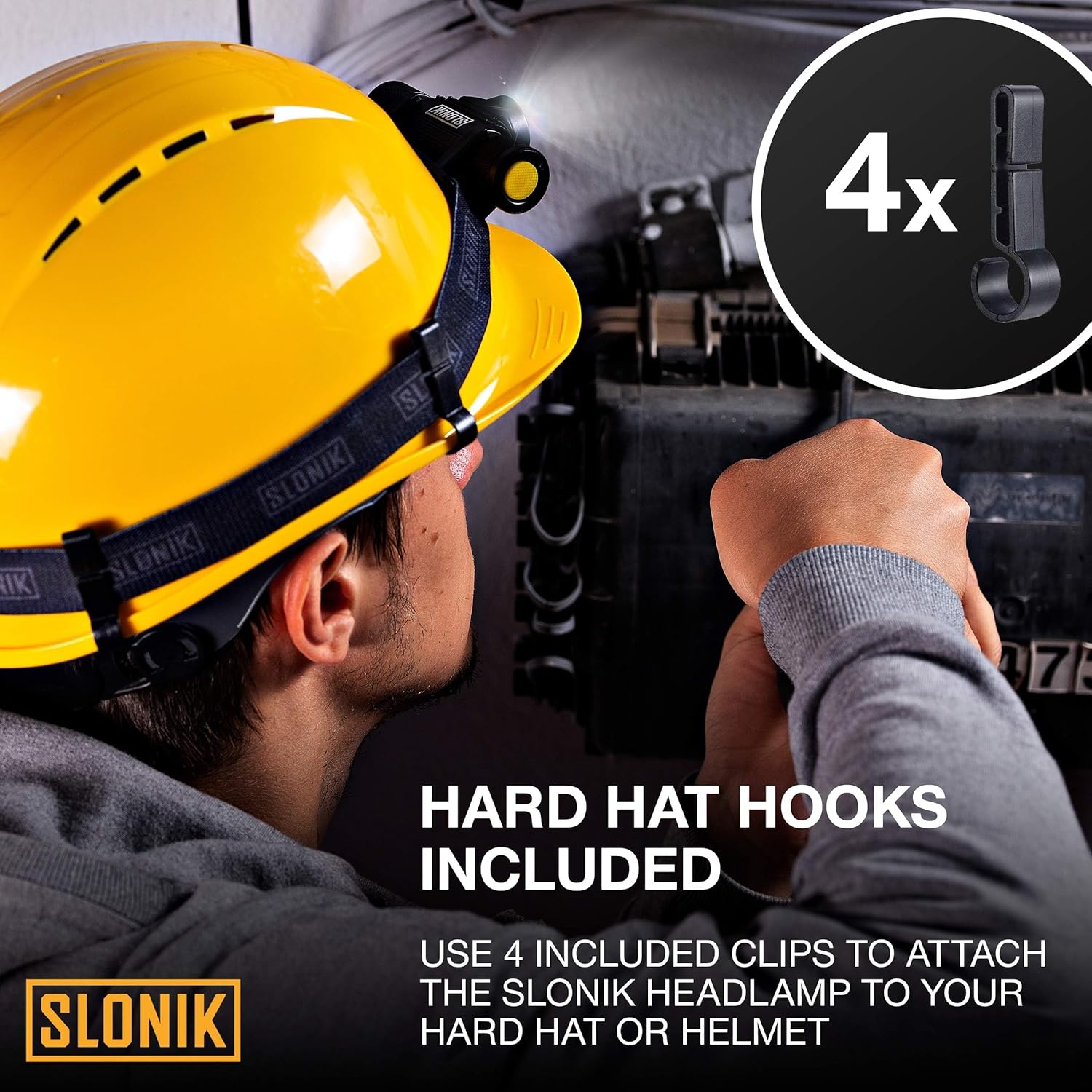SLONIK Headlamp Rechargeable - 1000 Lumen LED USB Rechargeable Headlight - IPX4 Waterproof Head Lamp with Bright 60 ft Flashlight Beam - Hiking & Outdoor Camping Gear, Black - LED Headlamp - Image 6