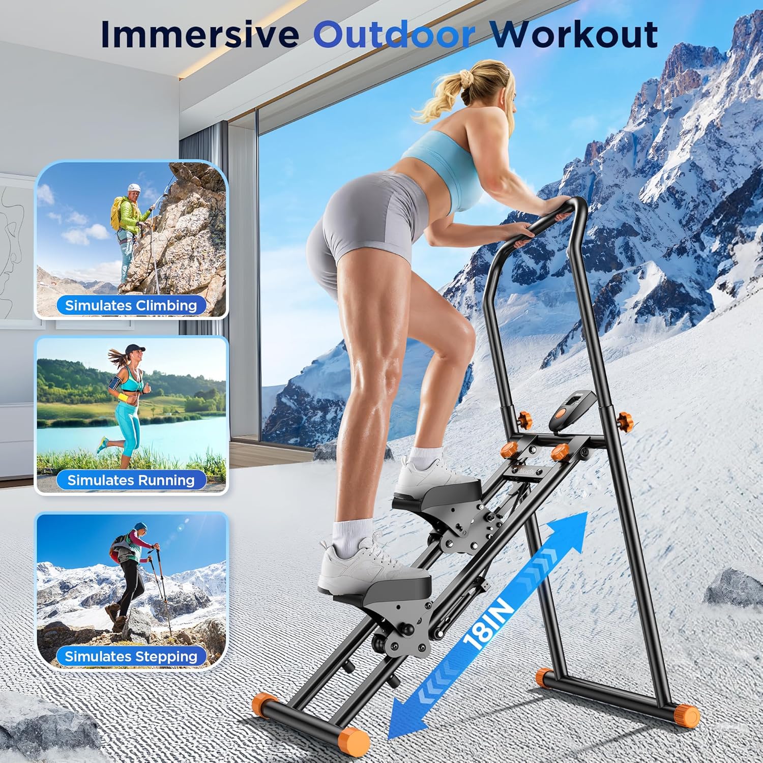 Niceday Stepper Machine for Home, Stair Climber with Extended 18IN Stride Length, Vertical Climber with Adjustable Handlebar & Pedals, Foldable Climber Workout Machine, 300LBS Loading Capacity - Image 5