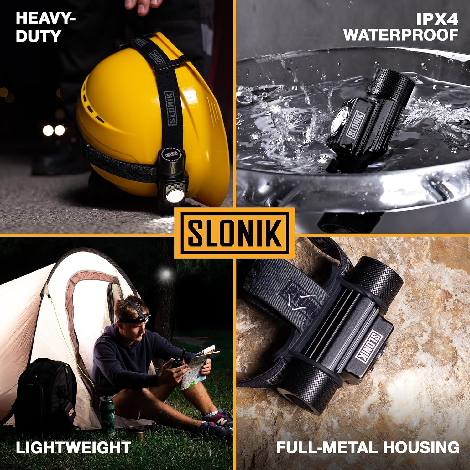 SLONIK Headlamp Rechargeable - 1000 Lumen LED USB Rechargeable Headlight - IPX4 Waterproof Head Lamp with Bright 60 ft Flashlight Beam - Hiking & Outdoor Camping Gear, Black - LED Headlamp - Image 5