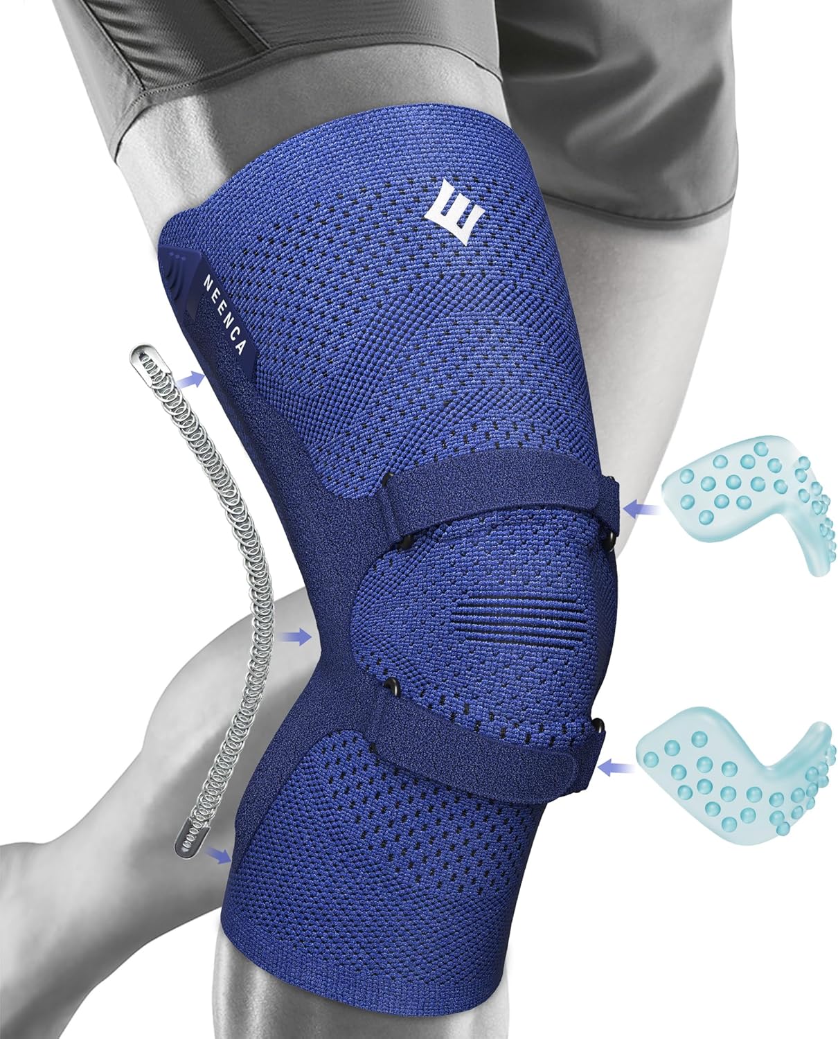 NEENCA Knee Brace for Knee Pain, Compression Knee Support with Patella Tendon Strap & Gel Pads, Side Stabilizers. Knee Sleeve for Meniscus Tear, ACL, PCL, Arthritis, Joint Pain Relief, Runner, Workout - Image 2
