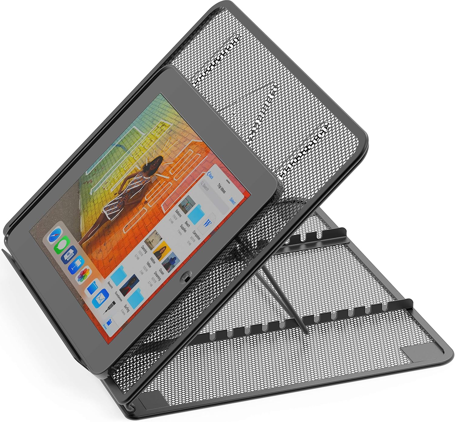 Simple Houseware Mesh Laptop Stand with 11-Levels Adjustable Ventilated Computer Holder, Black - Image 4