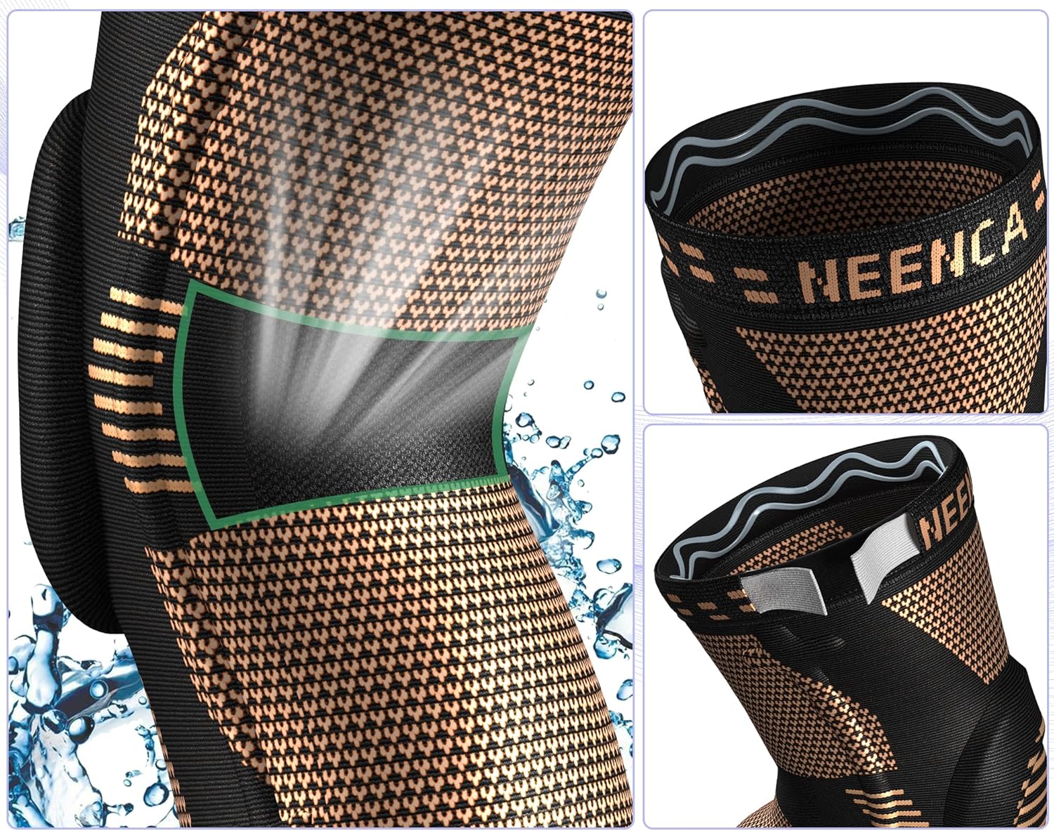 NEENCA Copper Knee Brace for Knee Pain, Knee Support with Patella Pad & Side Stabilizers, Compression Knee Sleeve for Sport, Workout, Arthritis, ACL, Joint Pain Relief, Meniscus Tear- FSA/HSA Eligible - Image 5