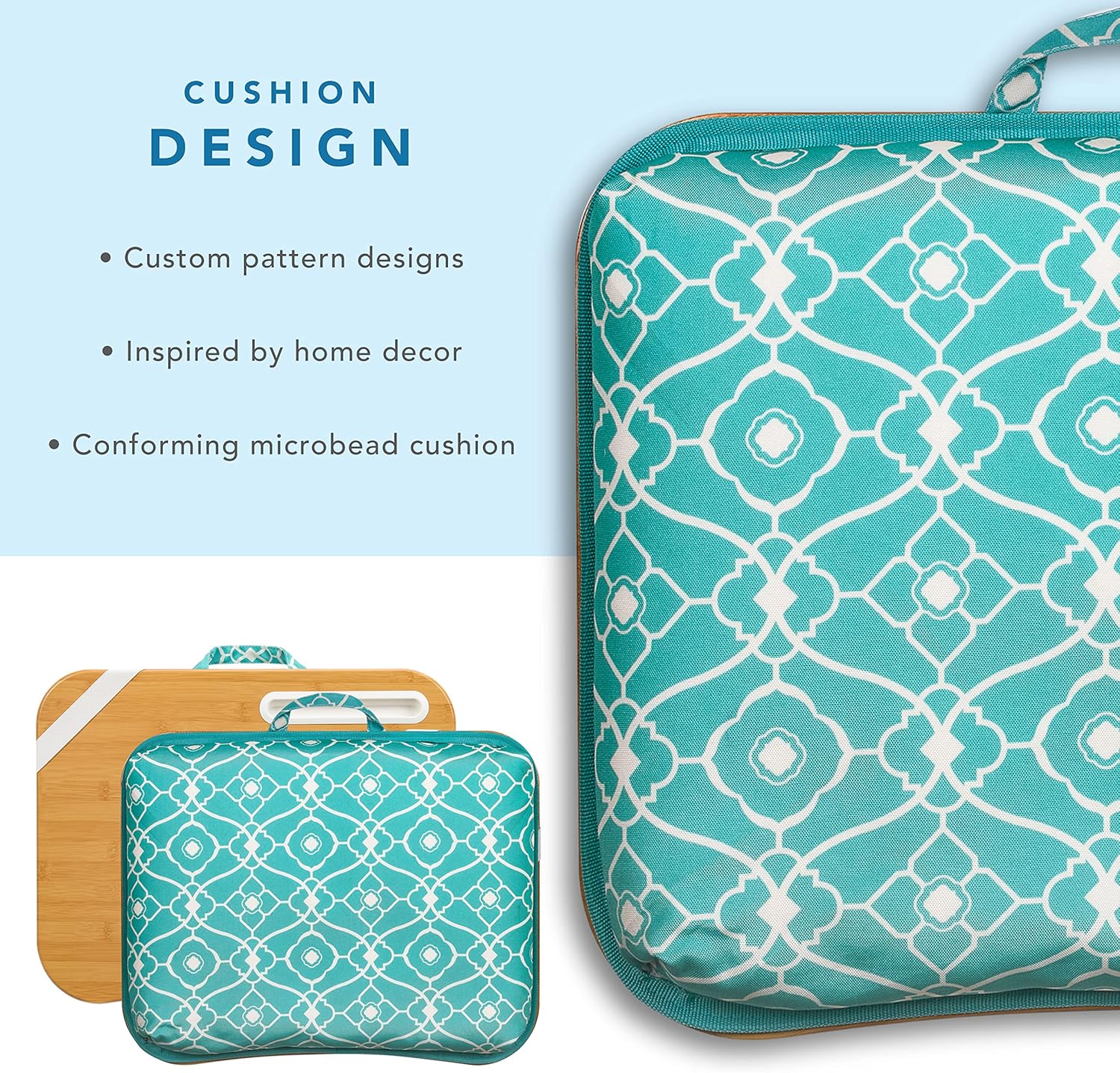 LAPGEAR Designer Lap Desk with Phone Holder and Device Ledge - Aqua Trellis - Fits up to 15.6 Inch Laptops - Style No. 45422 - Image 4