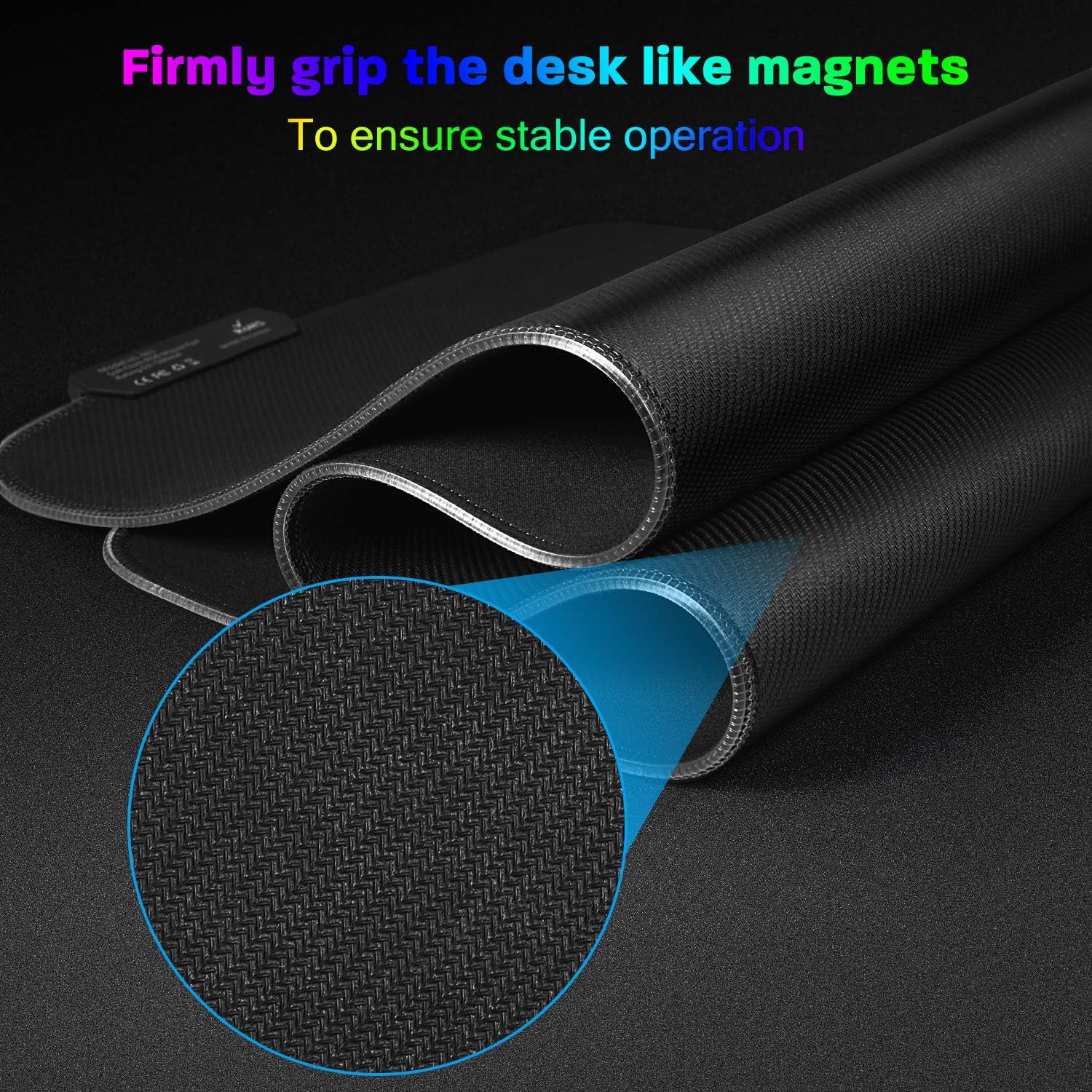 LeadsaiL RGB Gaming Mouse Pad, 15 Light Modes LED Soft Extra Extended Large Mousepad, Non-Slip Rubber Base Computer Keyboard Mouse Mat with Durable Stitched Edges- 31.5 X 12 Inch (RGB Black) - Image 6