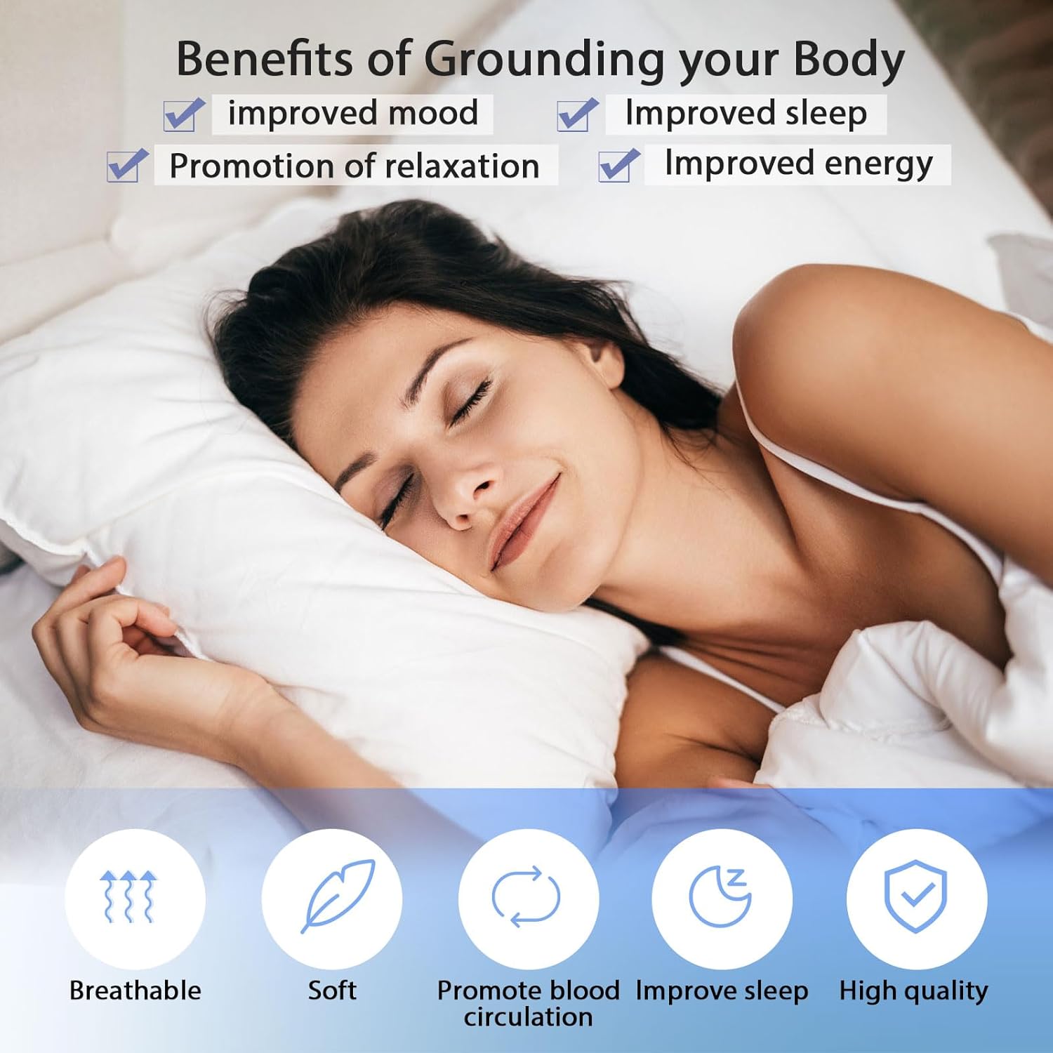 Grounding Mat for Sleep, Energy, Balance, Earth Connected Therapy.Pain and Stress Relief, Enjoy The Grounding Effect Indoors,Grounding Wrist Strap,Geometry Grounding Mat Kit (23.6x13 Inch) - Image 6