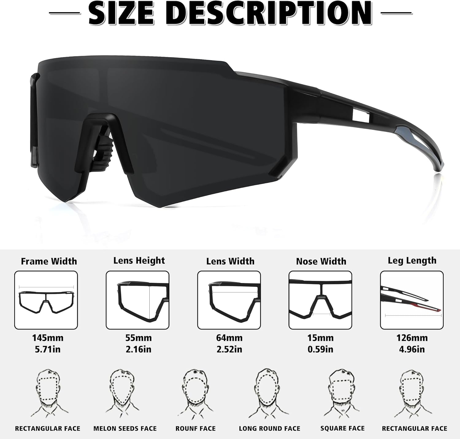 STORYCOAST Polarized Sports Sunglasses for Men Women,Bike Glasses Driving Fishing Cycling Mountain Bike Sunglasses UV400 Protection Orange (V55-Black) - Image 4