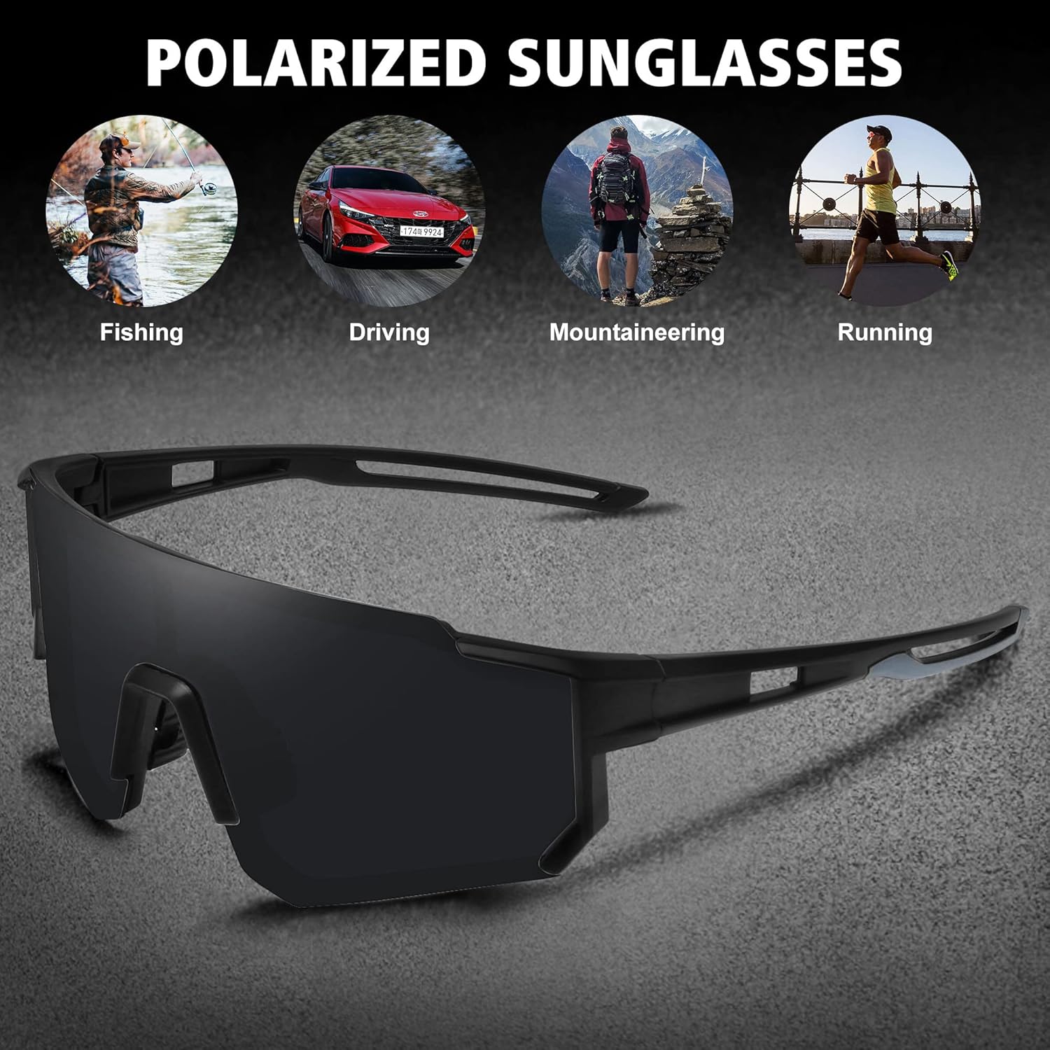 STORYCOAST Polarized Sports Sunglasses for Men Women,Bike Glasses Driving Fishing Cycling Mountain Bike Sunglasses UV400 Protection Orange (V55-Black) - Image 7