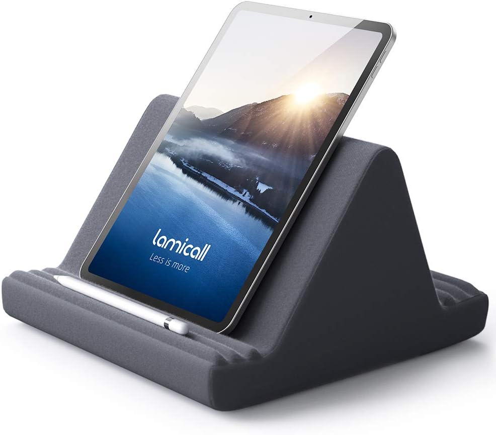 Lamicall Tablet Pillow Stand, Pillow Soft Pad for Lap - Tablet Holder Dock for Bed with 6 Viewing Angles, for 4-13" Tablets, Like iPad Pro 11, 13, Air, Mini, Kindle, Galaxy Tab, E-Reader, Dark Gray - Image 2