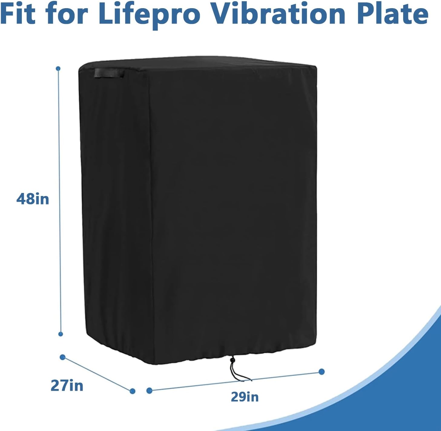 Cover for Lifepro Vibration Plate,Dust-proof Vibration Plate Exercise Machine Cover,Adjustable Drawstrings, UV and Water-Resistant, Lightweight, Black,29"L x 27"W x 48"H - Image 3