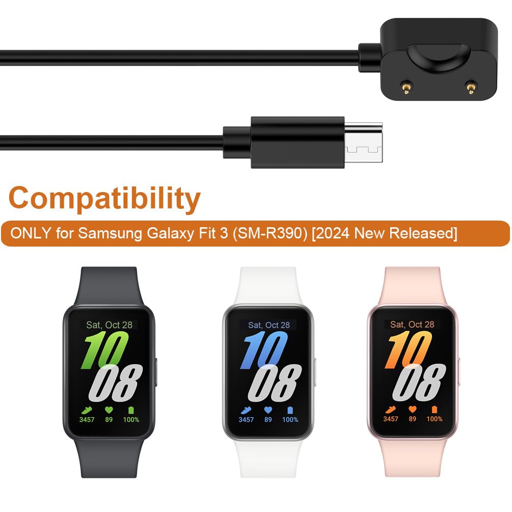 Compatible for Samsung Galaxy Fit 3 Charger Cable Smartwatch Fast Charging (Type C, 2 Pack) - Image 3