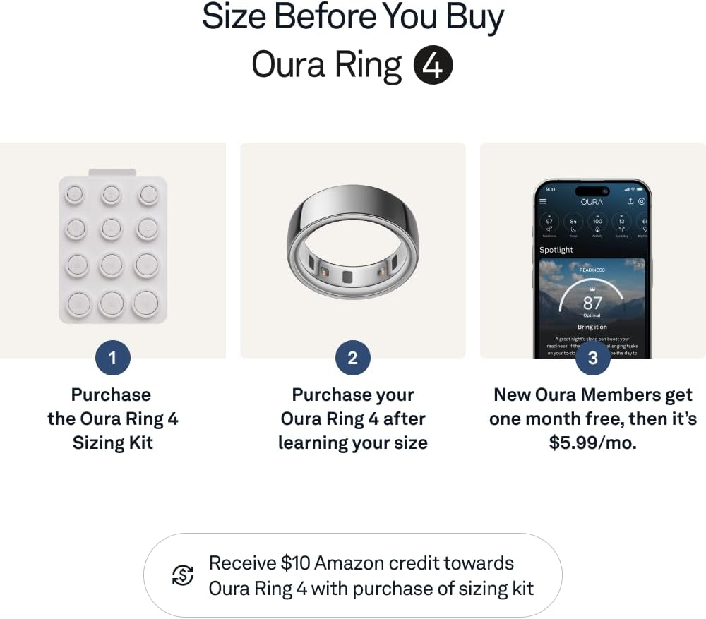 Oura Ring 4 - Silver - Size 9 - Smart Ring - Size First with Oura Ring 4 Sizing Kit - Sleep Tracking Wearable - Heart Rate - Fitness Tracker - Up to 8 Days of Battery Life - Image 4