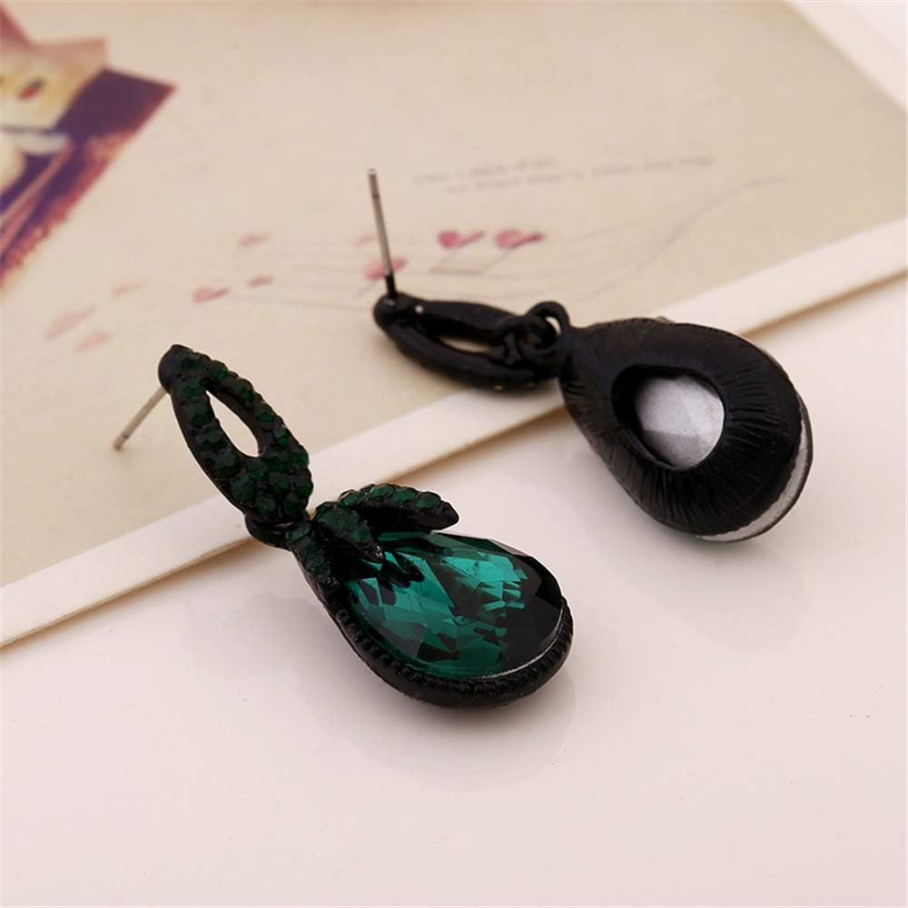 Vintage Rhinestone Dangle Earrings for Women Girls Dark Green Teardrop Crystal Drop Statement Huggie Studs Retro Boho Earring Luxury Birthday Wedding Party Jewelry - Image 5