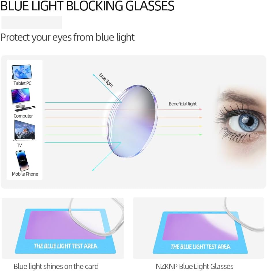 NZKNP Blue Light Glasses for Woman,Blue Light Glasses,Blue Light Glasses Men,Bluelight Glasses Womens,Fake Glasses - Image 5