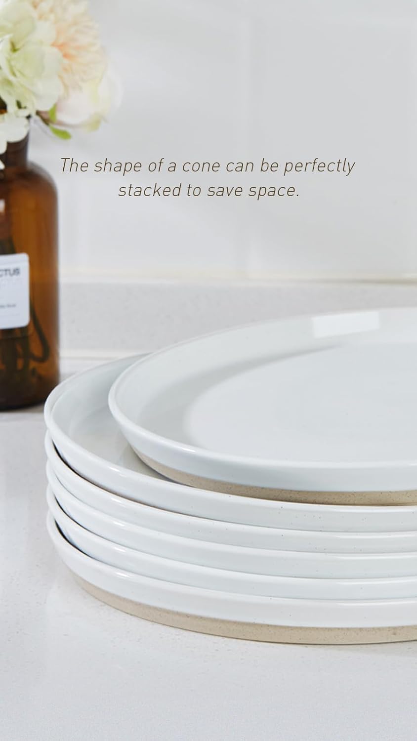 Famiware Saturn 12 Piece Dish Set and Moonlight 12 Pieces Stoneware Dinnerware Set, White - Image 5