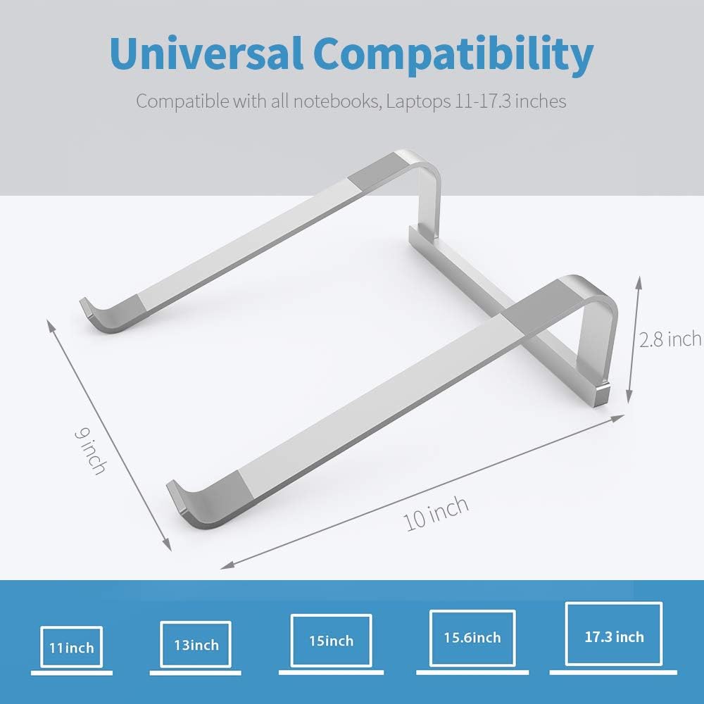 Laptop Stand for Desk,Stable Ergonomic Aluminum Computer Riser Cooling Stand for Mac MacBook Pro/ MacBook Pro Air,HP, Dell, More PC Notebook - 12 13 15 16.2 inch (Silver) - Image 4