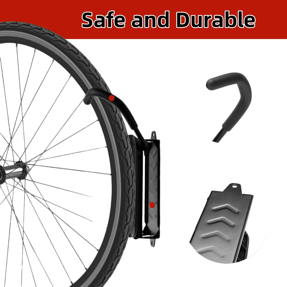 2 Pack Swivel Bike Wall Mount, Vertical Bike Rack Garage, Bike Hangers for Garage,Bicycle Storage Hangers for Garage | Mountain Bike Stand Wall Mount Space Saving Holds Up to 66 lbs - Image 5