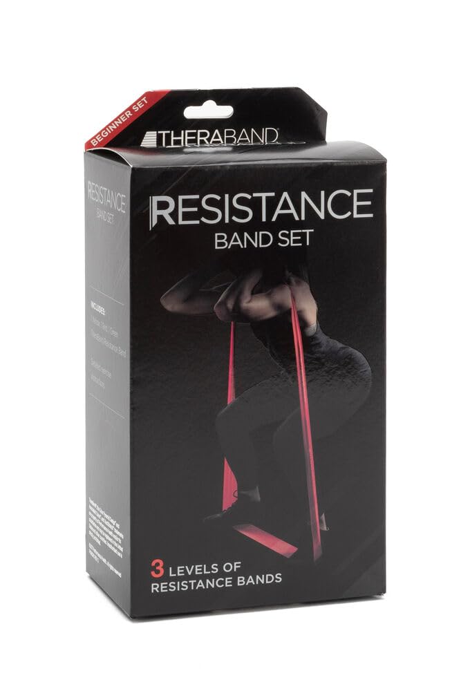 THERABAND Resistance Bands Set, Professional Elastic Band For Upper & Lower Body Exercise, Strength Training without Weights, Physical Therapy, Pilates, Rehab, Yellow & Red & Green, Beginner - Image 7