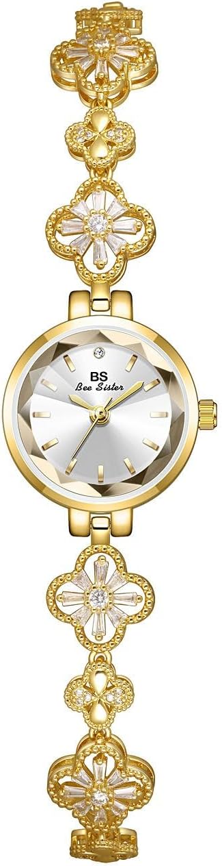 Gosasa Vintage Gold Watch for Women Four-Leaf Clover Diamond Women’s Bracelet Watch Stainless Steel Elegant Dainty Small Ladies Dress Wrist Watch Waterproof Luxury Gift - Image 2