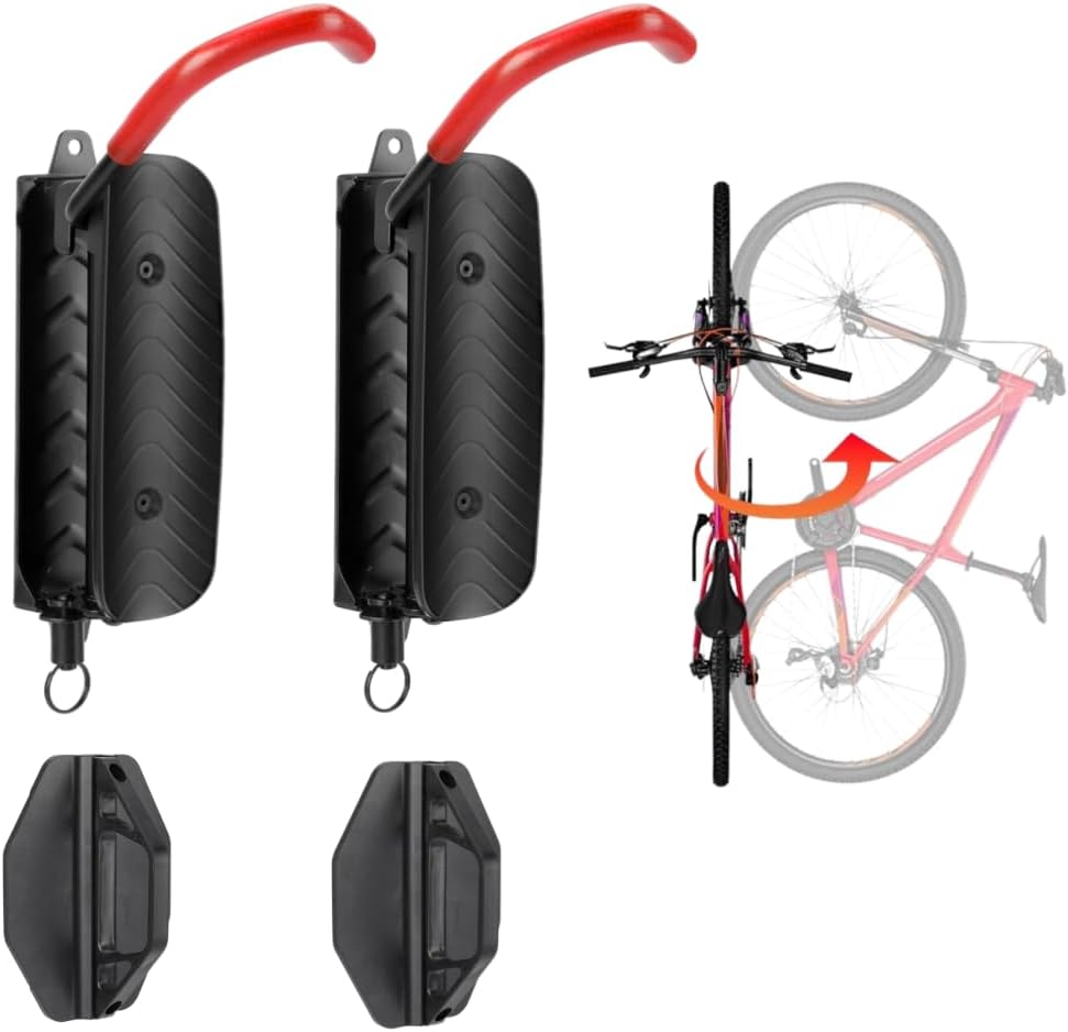 2 Pack Swivel Bike Wall Mount, Vertical Bike Rack Garage, Bike Hangers for Garage,Bicycle Storage Hangers for Garage | Mountain Bike Stand Wall Mount Space Saving Holds Up to 66 lbs - Image 2
