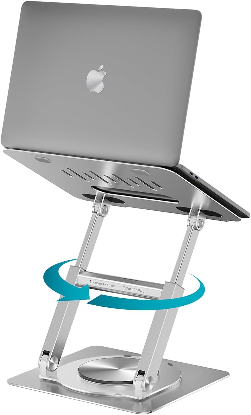 Lifelong 360 Rotating Ergonomic Laptop Stand for Desk, Laptop Riser with Swivel Base, Adjustable Computer Stand for 10-17" MacBook Pro & All Laptops- Portable Standing Desk Converter- Height 16" - Image 2
