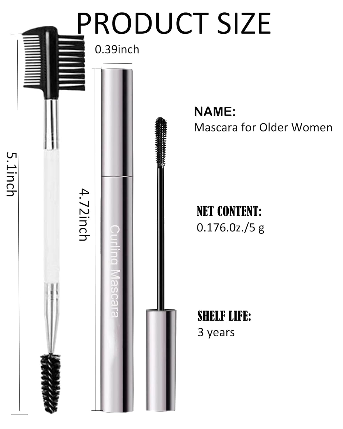 Brown Mascara for Older Women 60 Plus,Waterproof Prime Mascara Volume and Length for Mature Women with Thinning Lashes,No Clumps,Long Lasting Hypoallergenic Mascaras For Sensitive Makeup - Image 8