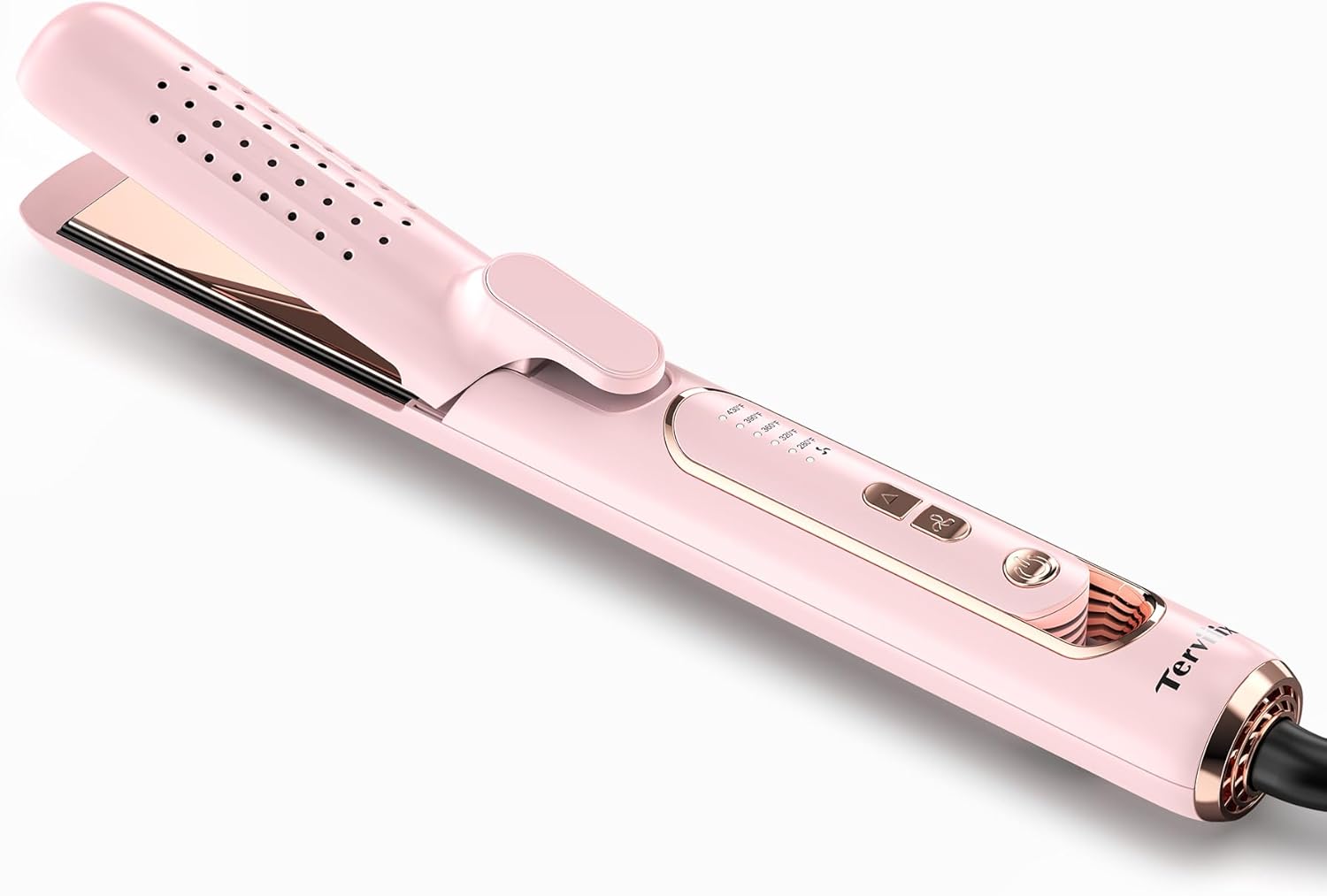Terviiix Airflow Styler Hair Straightener & Curler, Titanium Flat Iron for Travel, Straightening Iron with Cooling Air Vents to Lock in Style, 5 Adjustable Temp, Auto Shut Off, Dual Voltage, Pink - Image 8