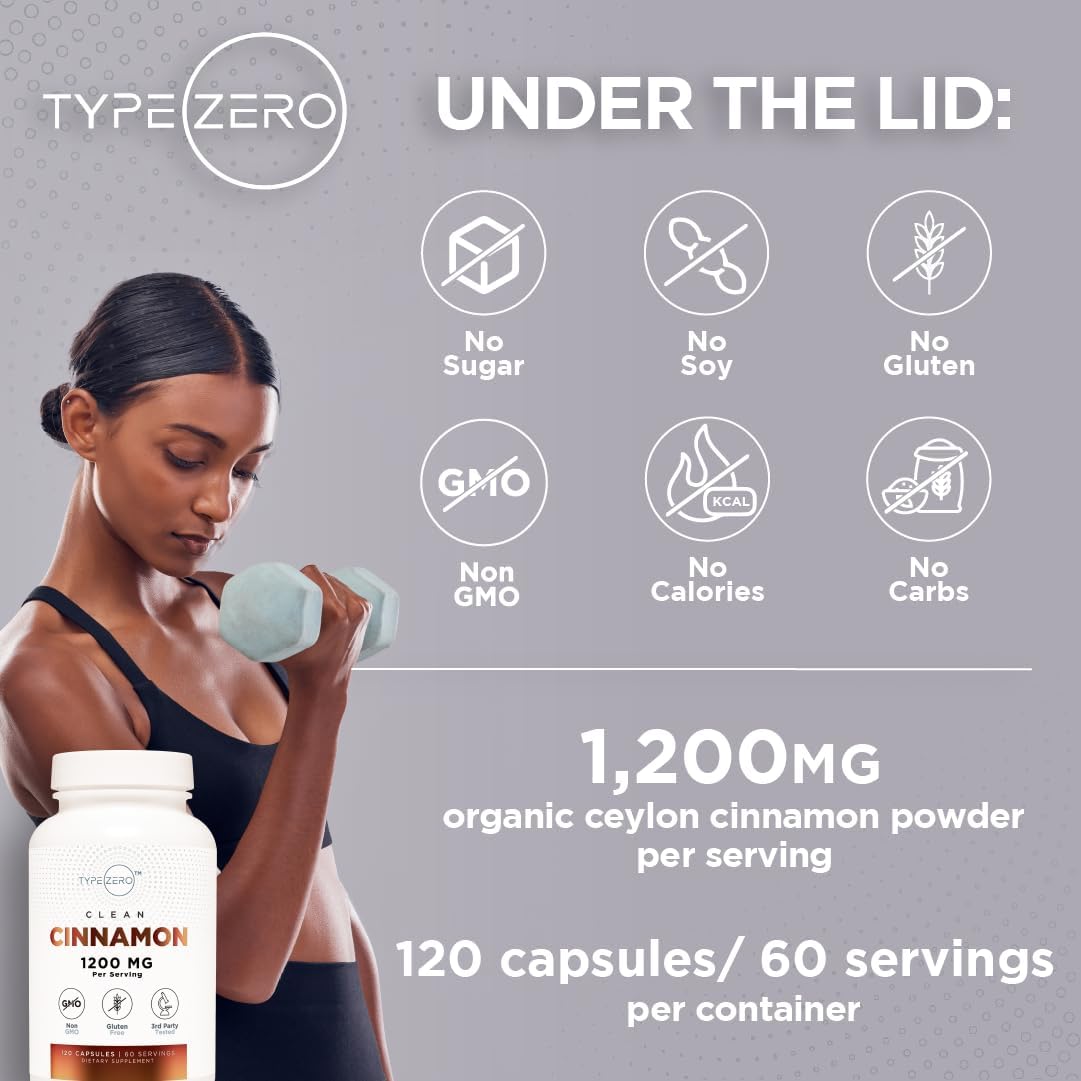 Type Zero Ceylon Cinnamon Capsules (1200mg | 120 Capsules) - Natural, Non-GMO, Gluten Free, Organic Cinnamon Supplement - Image 10