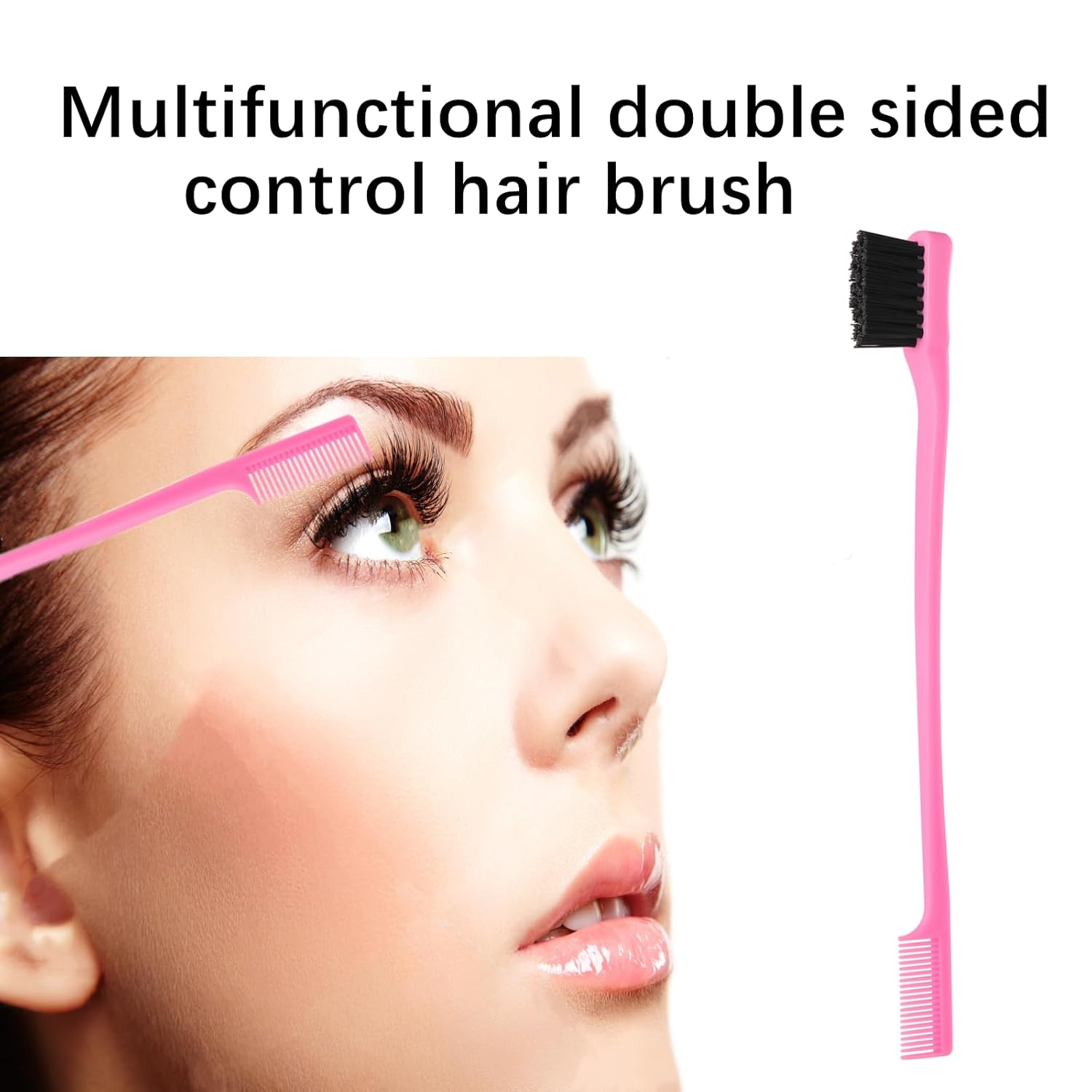 8Pcs Hair Brushes Set with 4Pcs Topsy Hair Tail Tools 1Pcs Bristle Teasing Hair Brush 1Pcs Edge Control Brush 2Pcs Metal Pin Rat Tail Combs for Woman Girl Styling,Edge&Back Brushing Pink - Image 6