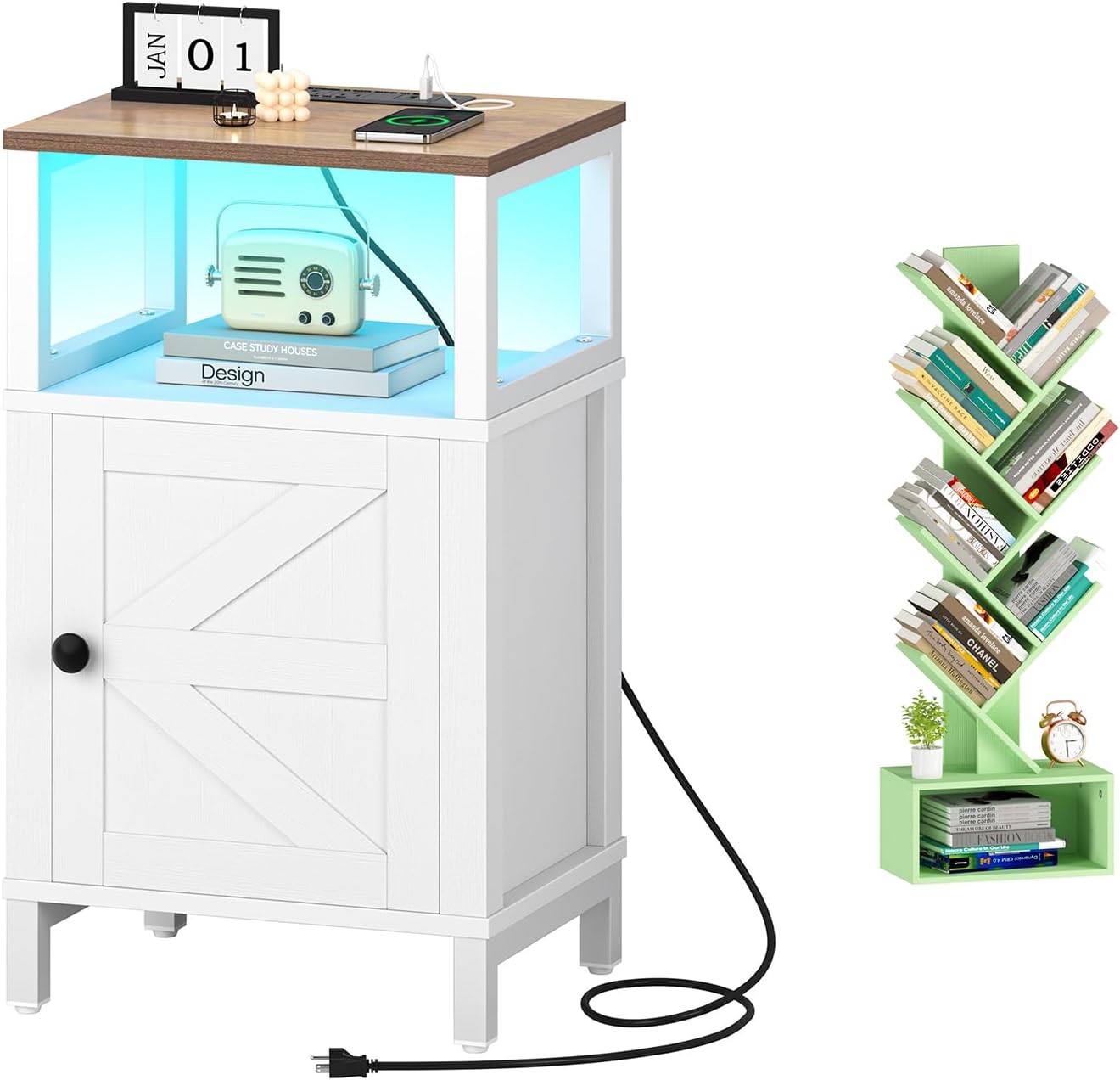 Yoobure Tree Bookshelf - 6 Shelf, Farmhouse Nightstand - Image 2
